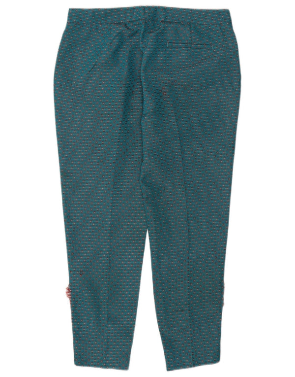 Trussardi Womens Cropped Trousers IT 42 Medium W30 L25 Blue Geometric
