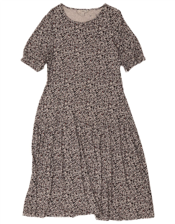 Abito lungo da donna Marks & Spencer UK 14 Viscosa floreale nera media