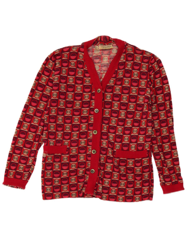 Maglione cardigan da donna Giovannozzi UK 18 XL Rosso geometrico