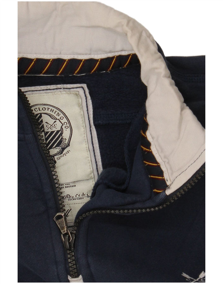 Crew Clothing Felpa con collo con zip da uomo Maglione piccolo in cotone blu navy
