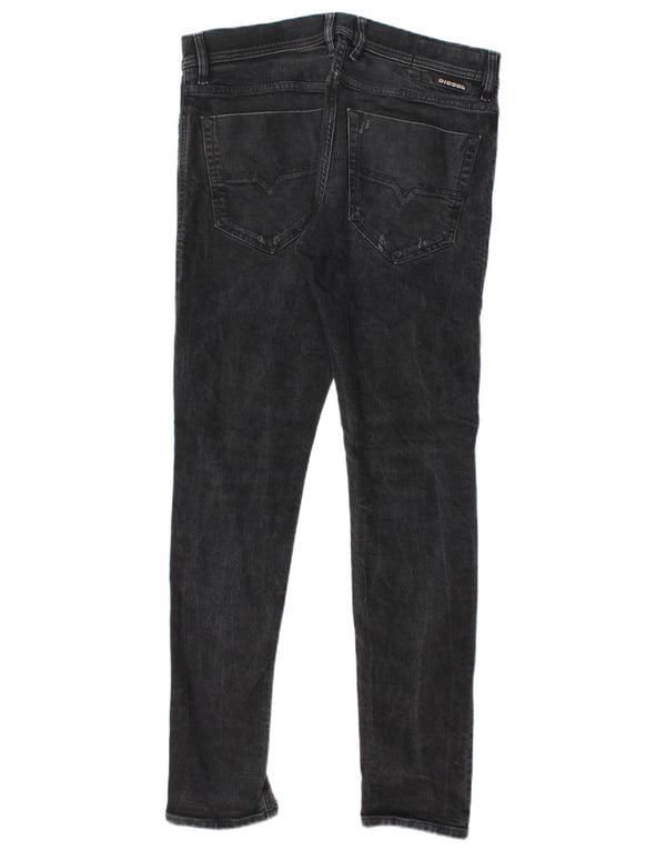 Jeans slim invecchiati da uomo Diesel W31 L30 cotone nero
