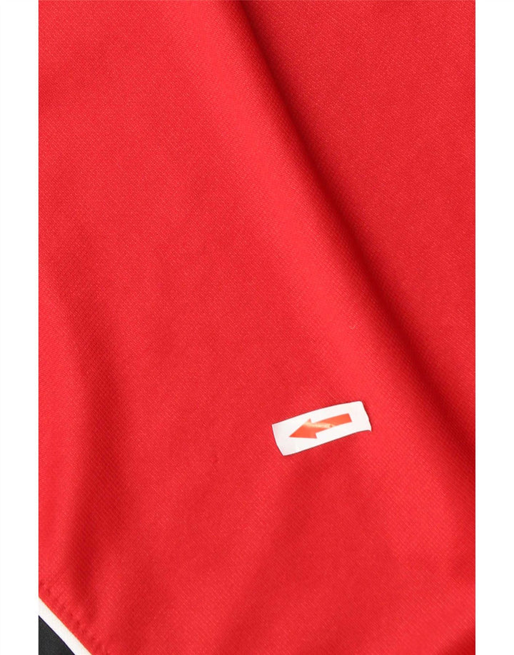 Top Nike da uomo a maniche lunghe UK 42/44 Large Rosso Colourblock Poliestere
