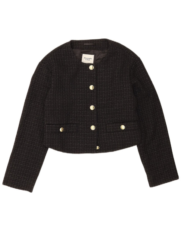 Giacca blazer corta da donna Abercrombie & Fitch UK 10 piccolo quadretto nero