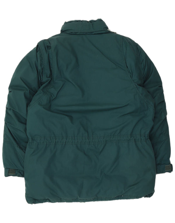 Giacca da sci imbottita con cappuccio vintage da uomo IT 54 2XL poliestere verde