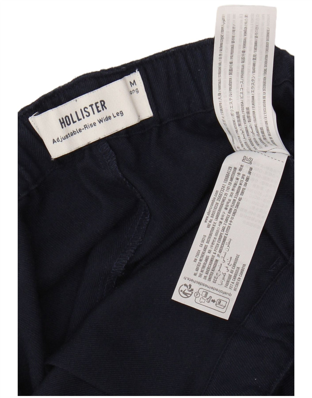Pantaloni casual HOLLISTER da donna a gamba larga medi W30 L32 blu navy
