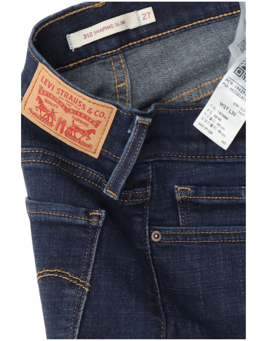 Levi's Donna 312 Shaping Slim Jeans W27 L30 Blu Navy Cotone