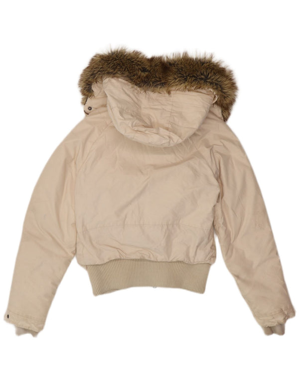 Giacca imbottita con cappuccio da donna Woolrich UK 14 cotone bianco medio