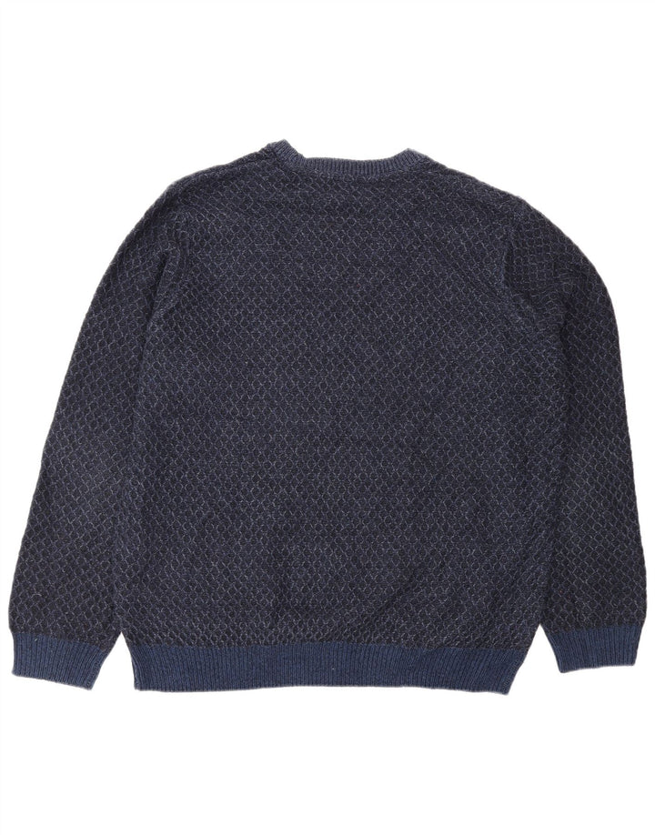 Maglione maglione girocollo da uomo Marks & Spencer XL blu navy geometrico