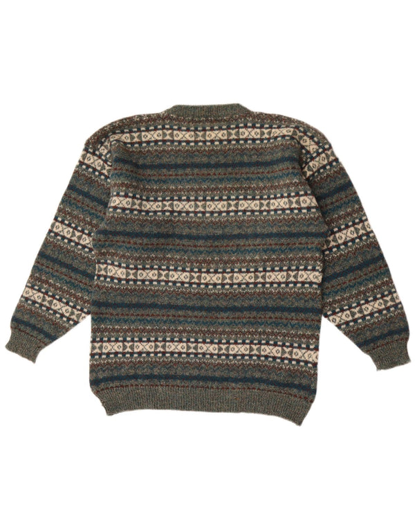 Maglione maglione girocollo da uomo Anartex XL verde lana Fair Isle