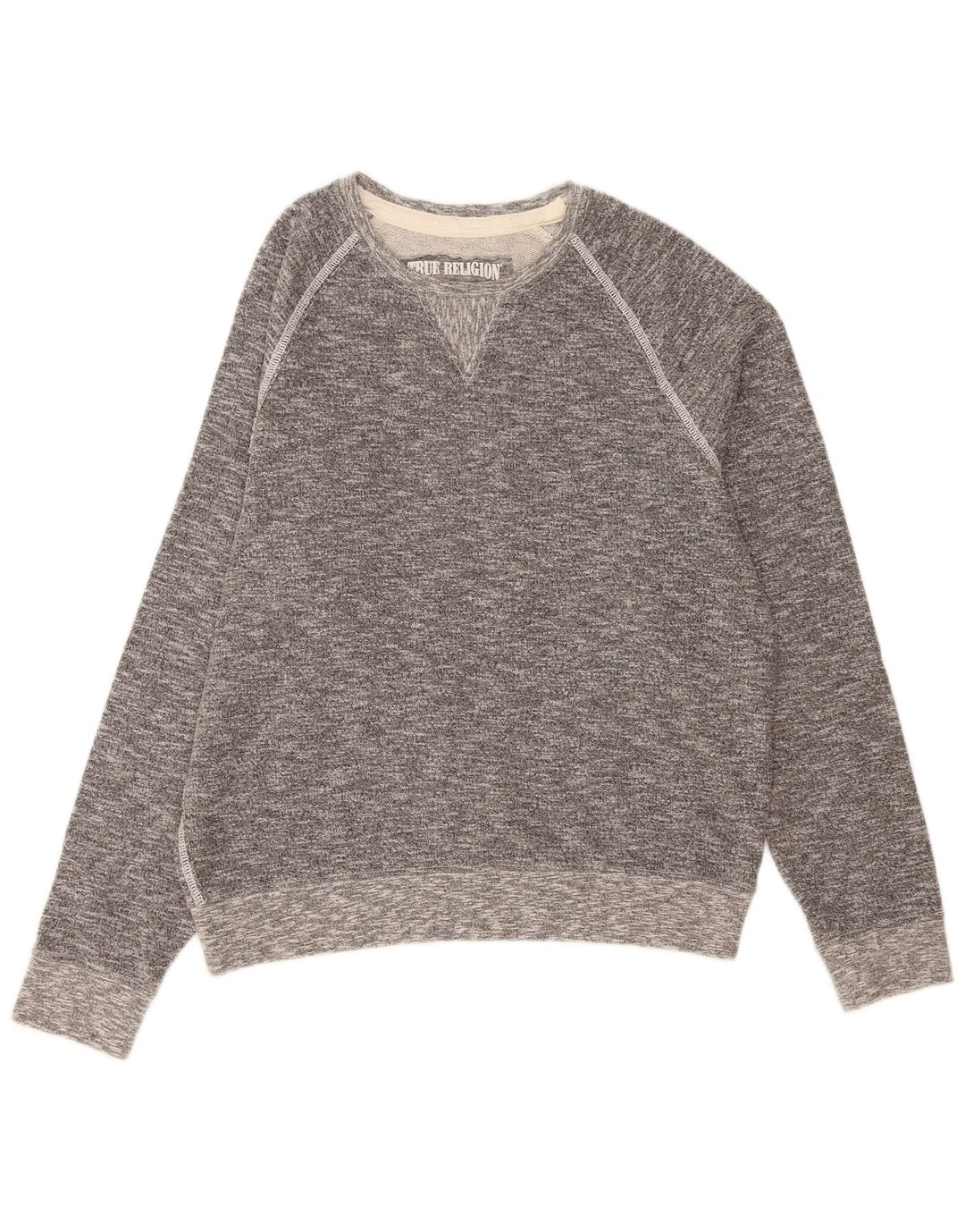 Felpa da uomo True Religion Maglione XL Cotone chiazzato grigio