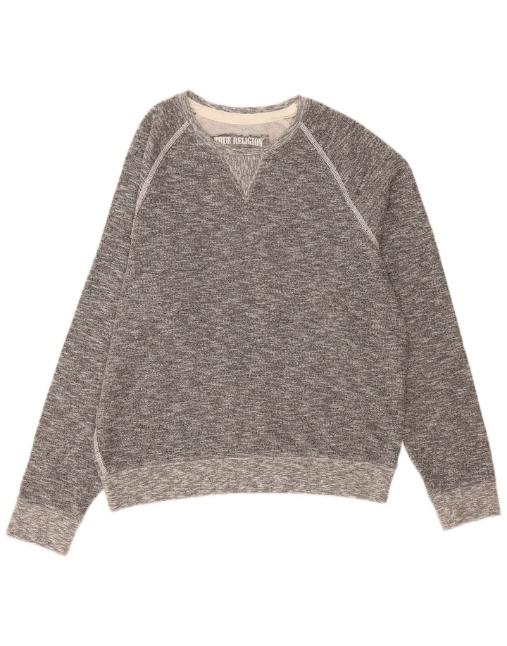 Felpa da uomo True Religion Maglione XL Cotone chiazzato grigio