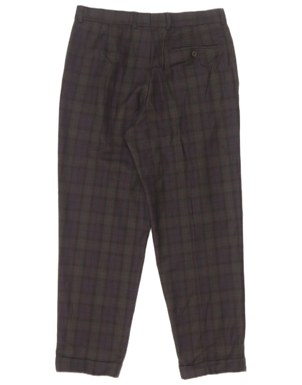 Pantaloni da abito affusolati da uomo Marks & Spencer W32 L29 blu navy a quadri