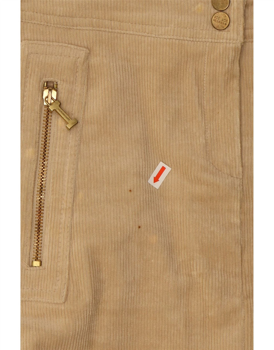 Mini gonna da donna in velluto a coste Iceberg W28 cotone beige medio