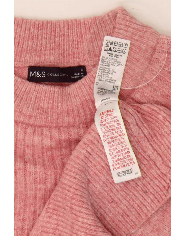 Maglione maglione girocollo oversize da donna Marks & Spencer UK 10 piccolo rosa