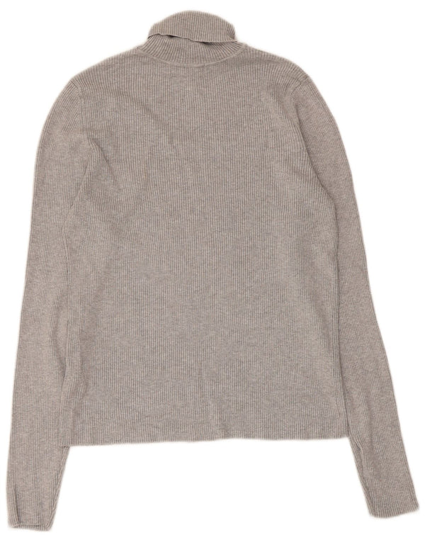 Maglione maglione a collo alto da donna Marks & Spencer UK 14 Viscosa grigio medio