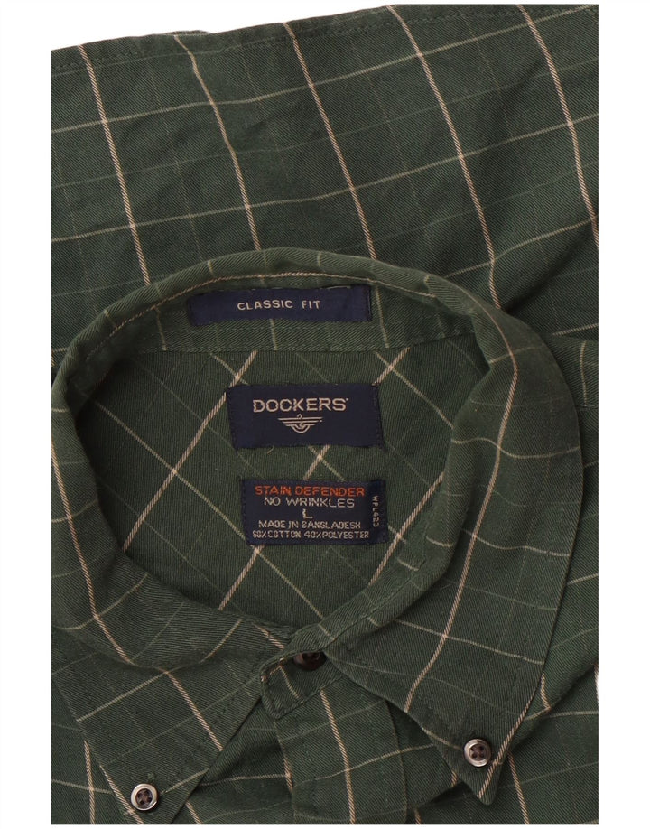 Camicia da uomo dalla vestibilità classica Dockers in cotone a quadri verdi grandi