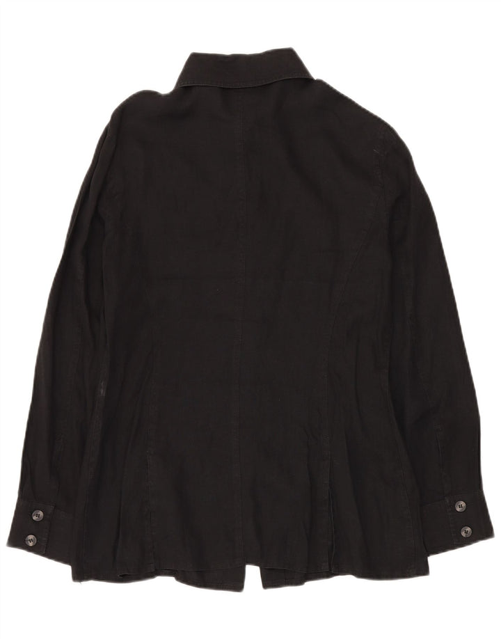 LUISA SPAGNOLI Camicetta oversize da donna UK 10 Piccola lino nero
