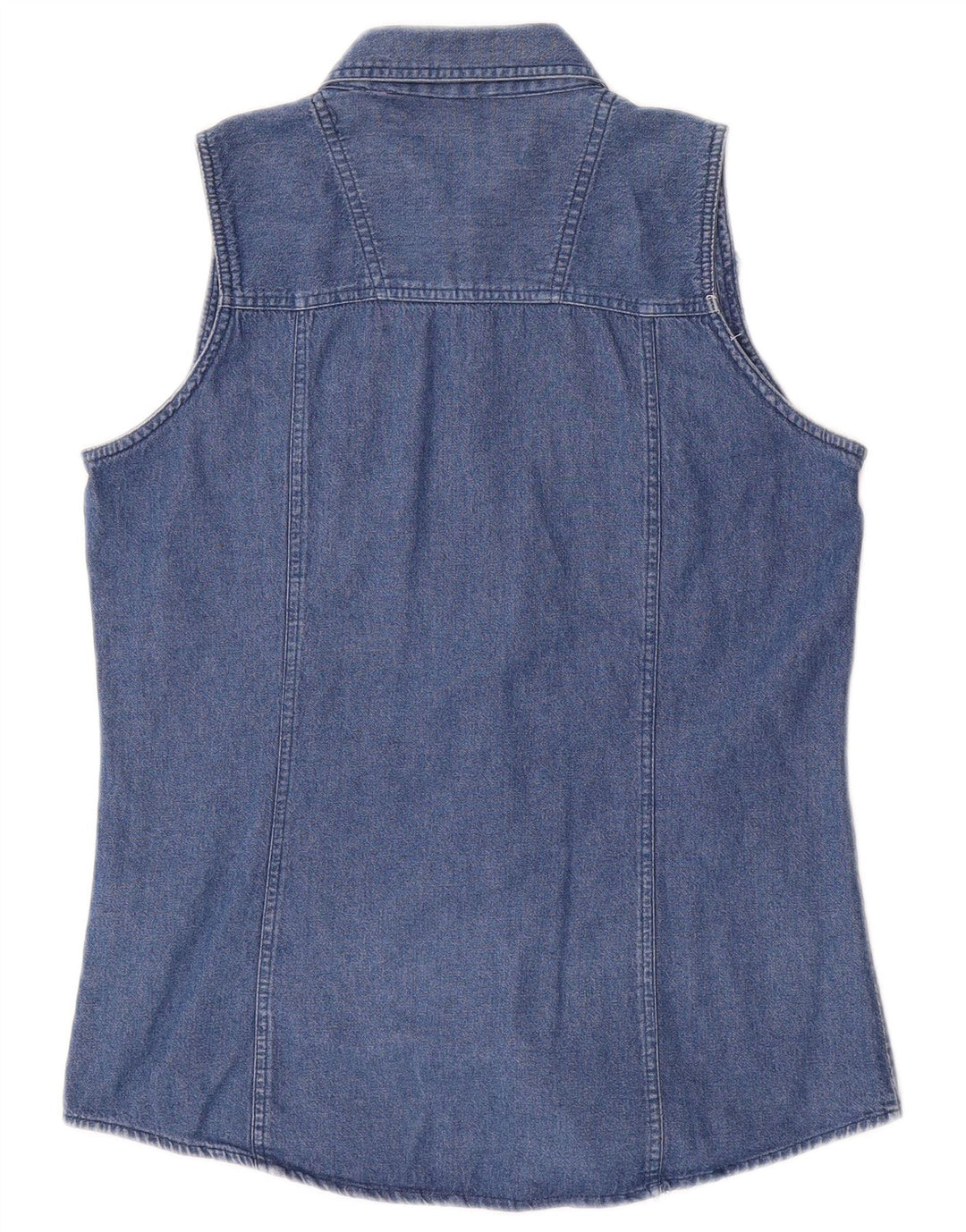 BRANDON & C Womens Sleeveless Denim Shirt UK 12 Medium Blue Cotton