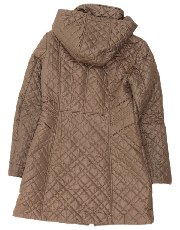 Cappotto imbottito trapuntato con cappuccio da donna French Connection UK 10 piccolo marrone