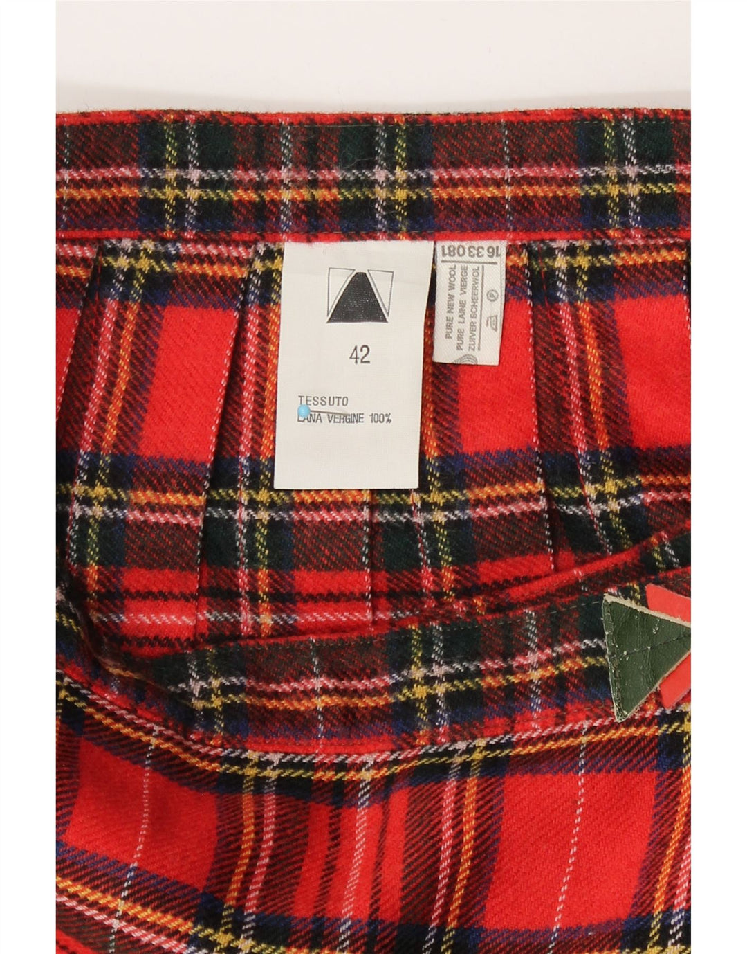 Gonna a portafoglio da donna vintage IT 42 media W26 lana vergine scozzese rossa