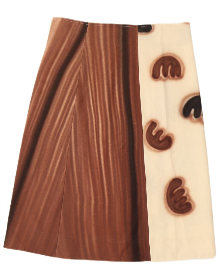 Gonna a trapezio da donna vintage W30 color block bianco medio
