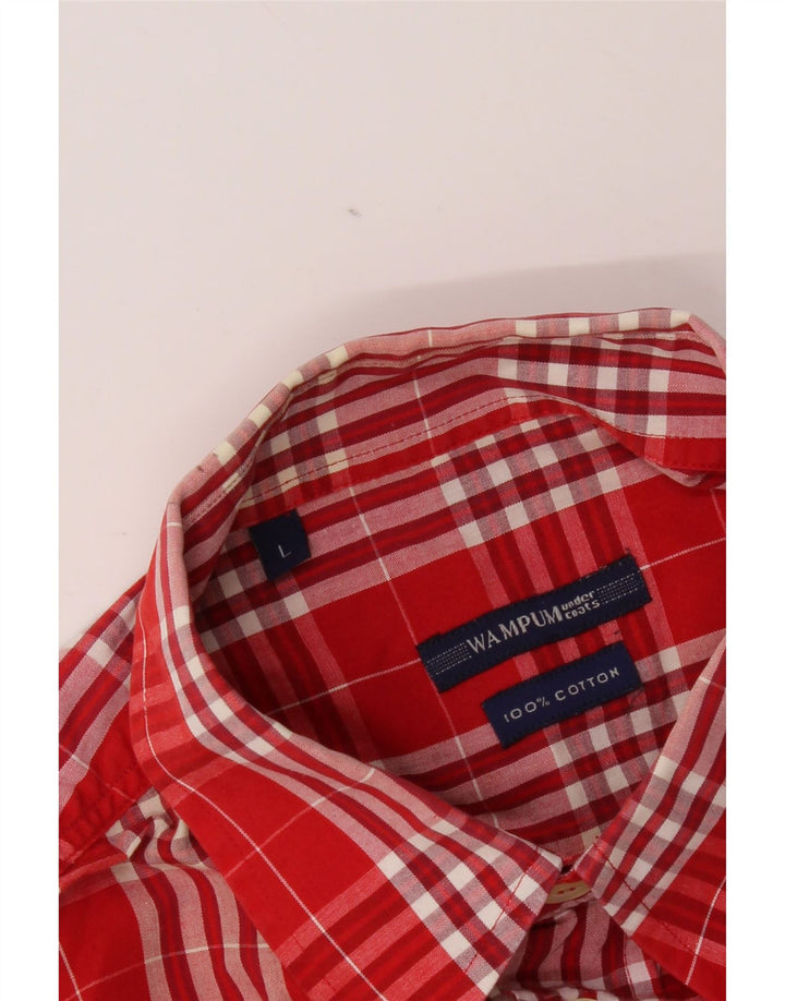 Camicia da uomo Wampum in cotone a quadri rossi grandi