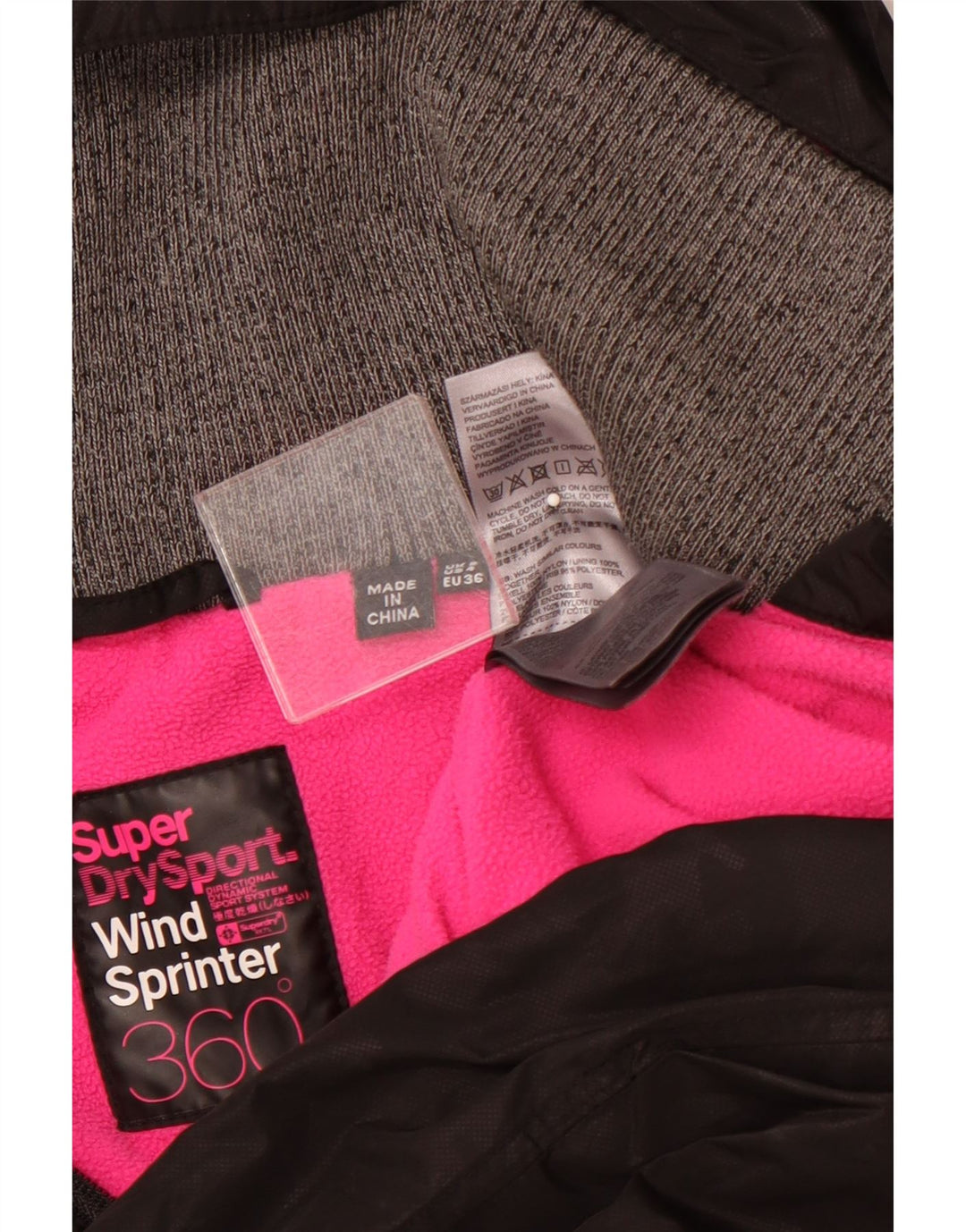 Giacca anorak con cappuccio grafica da donna SUPERDRY UK 8 piccola in nylon nero