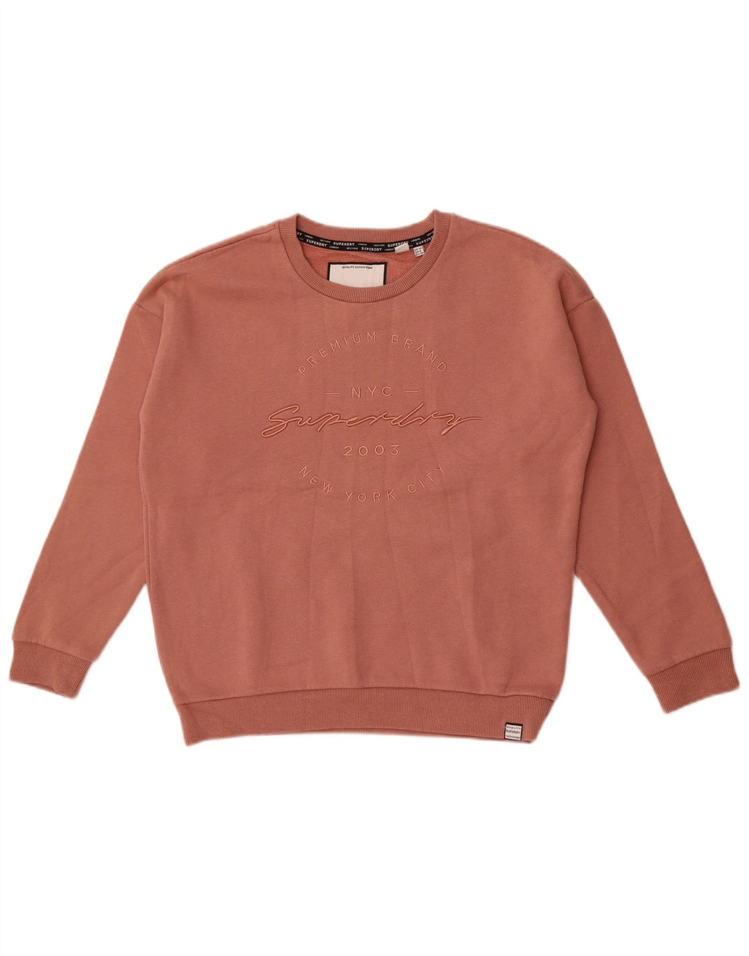 Felpa oversize con grafica da donna Superdry, maglione UK 10 Small, cotone rosa