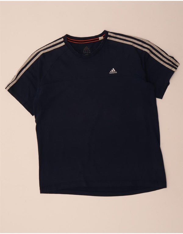 T-shirt ADIDAS da uomo Climalite Top grande in cotone blu navy