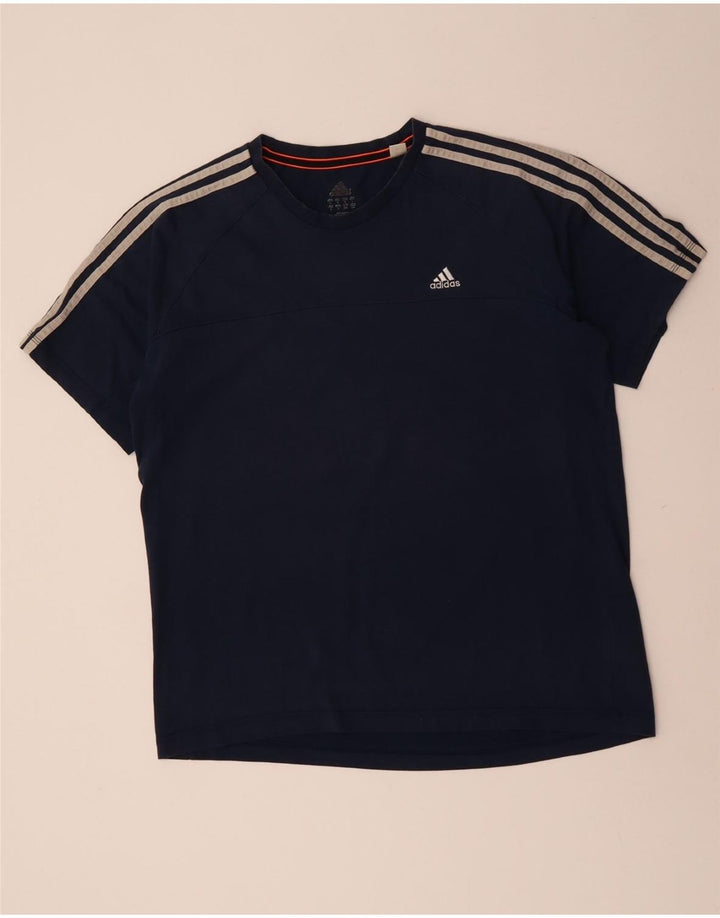 T-shirt ADIDAS da uomo Climalite Top grande in cotone blu navy