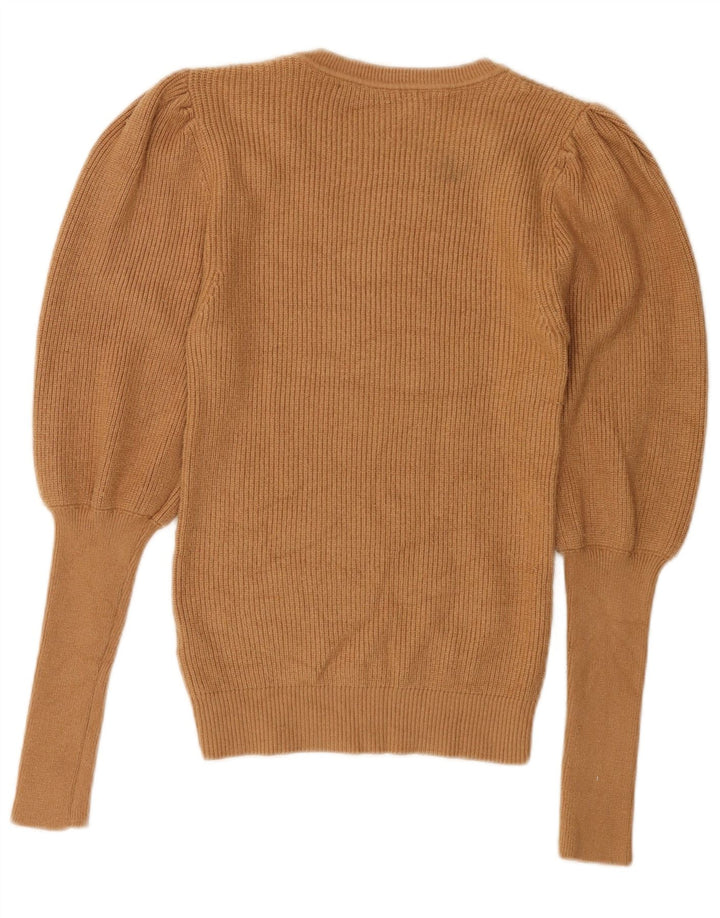 Maglione maglione girocollo da donna Zara UK 8 piccolo in viscosa marrone