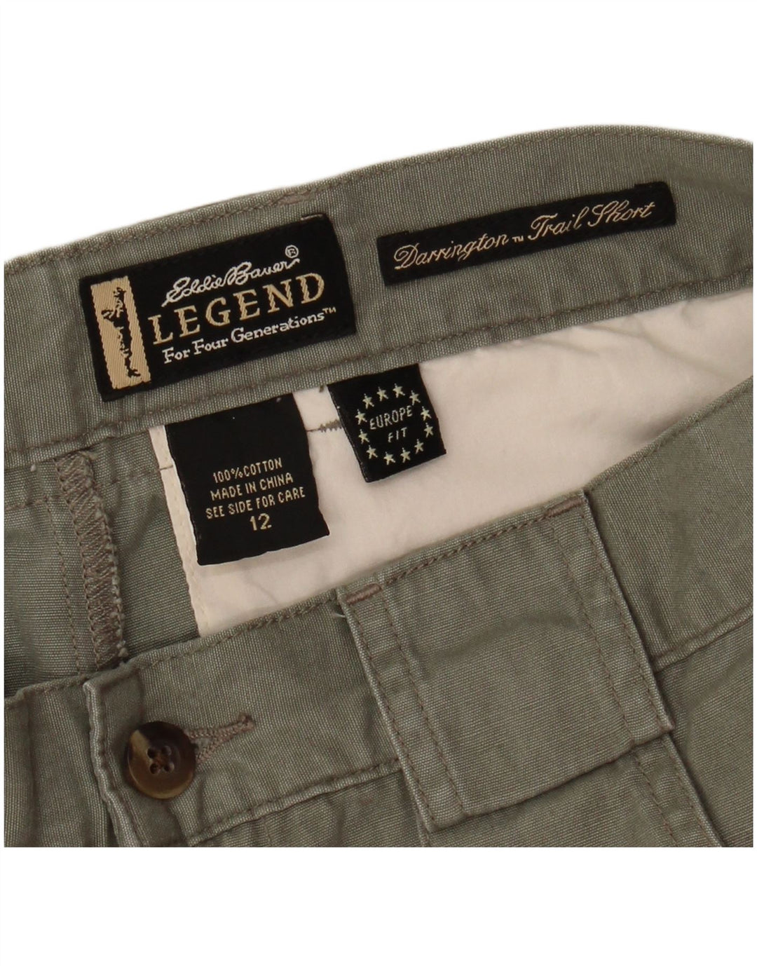 Pantaloncini cargo da donna Eddie Bauer US 12 Large W32 cotone kaki