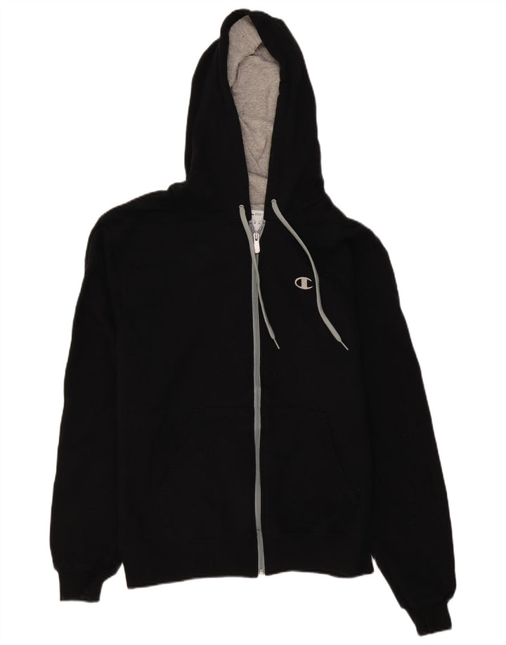 Maglione con cappuccio e zip da uomo Champion in cotone nero medio