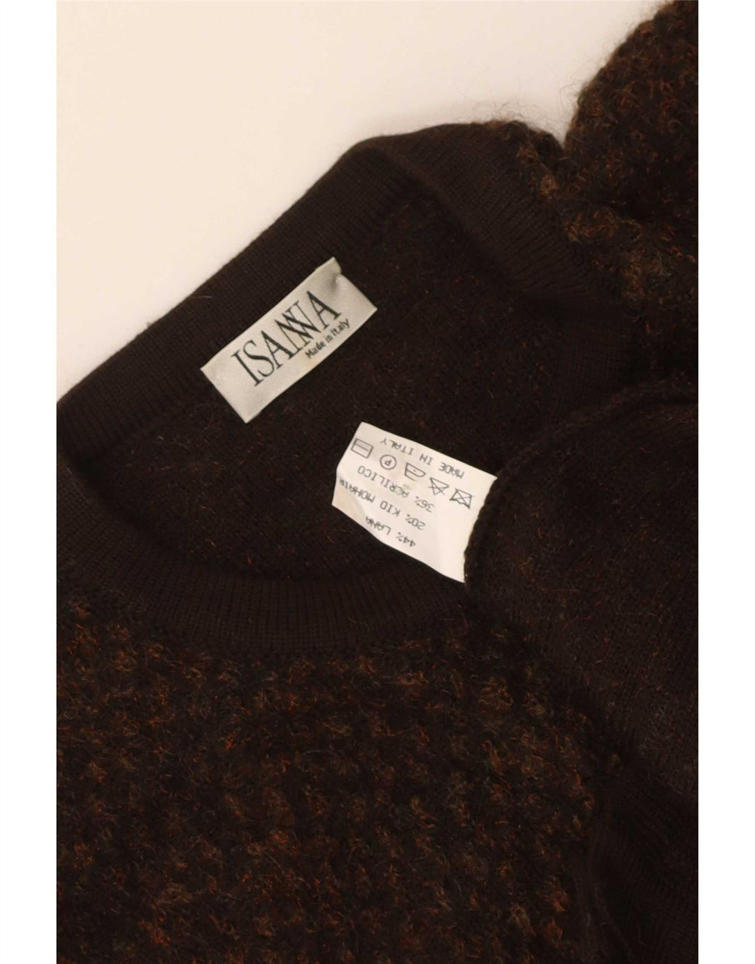 Maglione cardigan da donna vintage UK 16 grande lana marrone