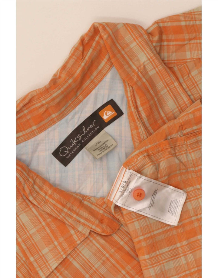 Camicia a maniche corte da uomo Quiksilver Large Orange Check Rayon