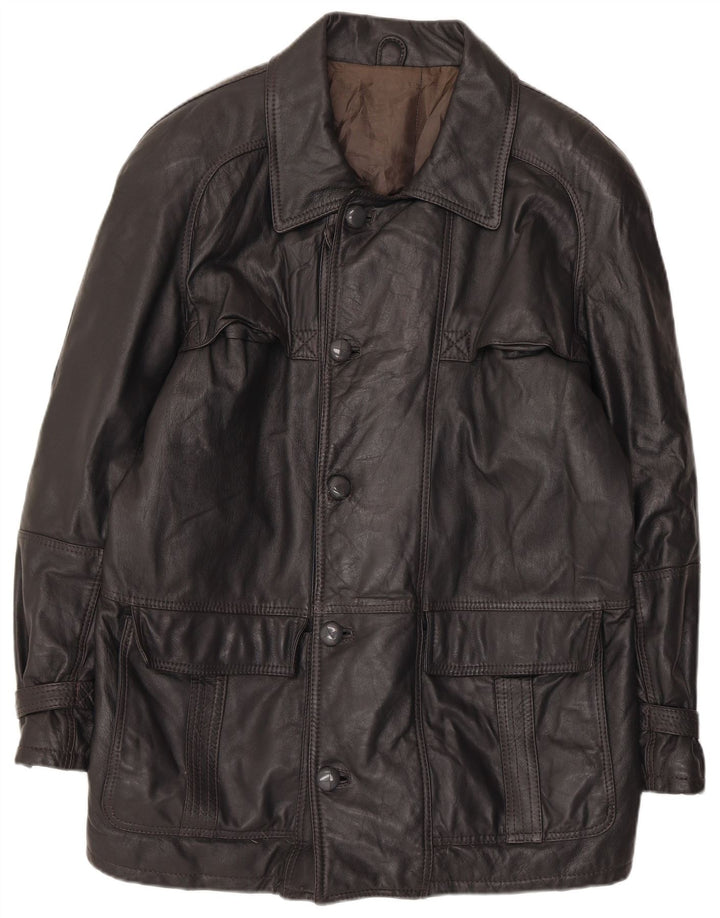 Giacca in pelle vintage da uomo IT 52 XL Grigia