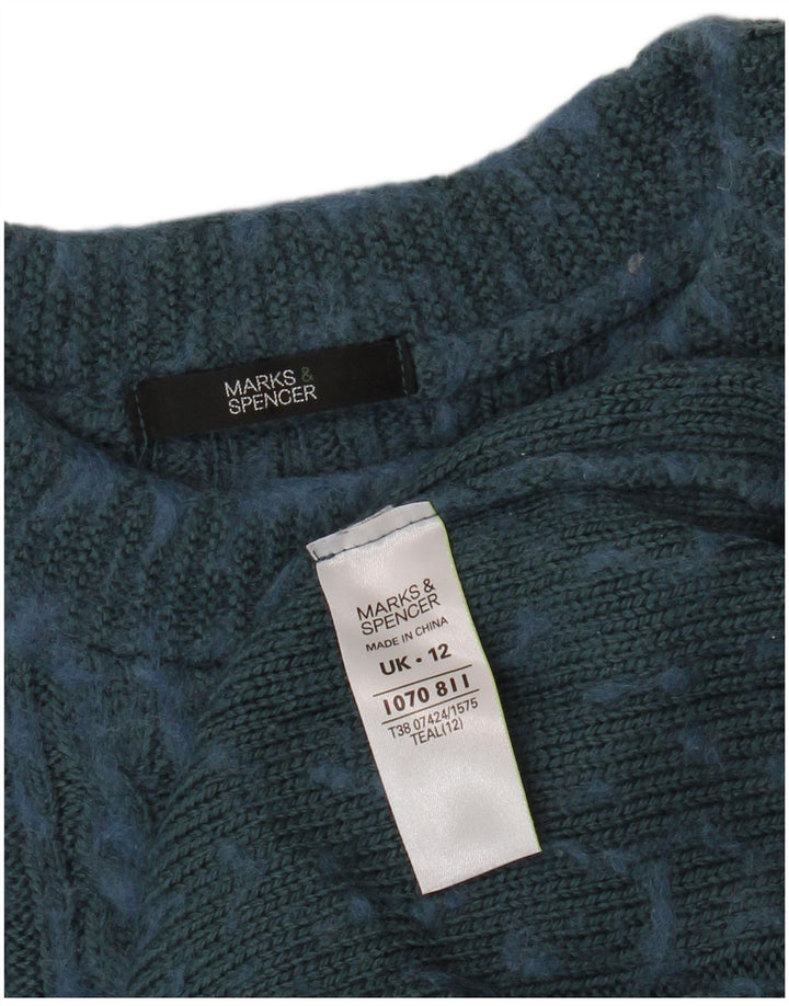 Mini abito maglione da donna Marks & Spencer UK 12 blu medio chiazzato