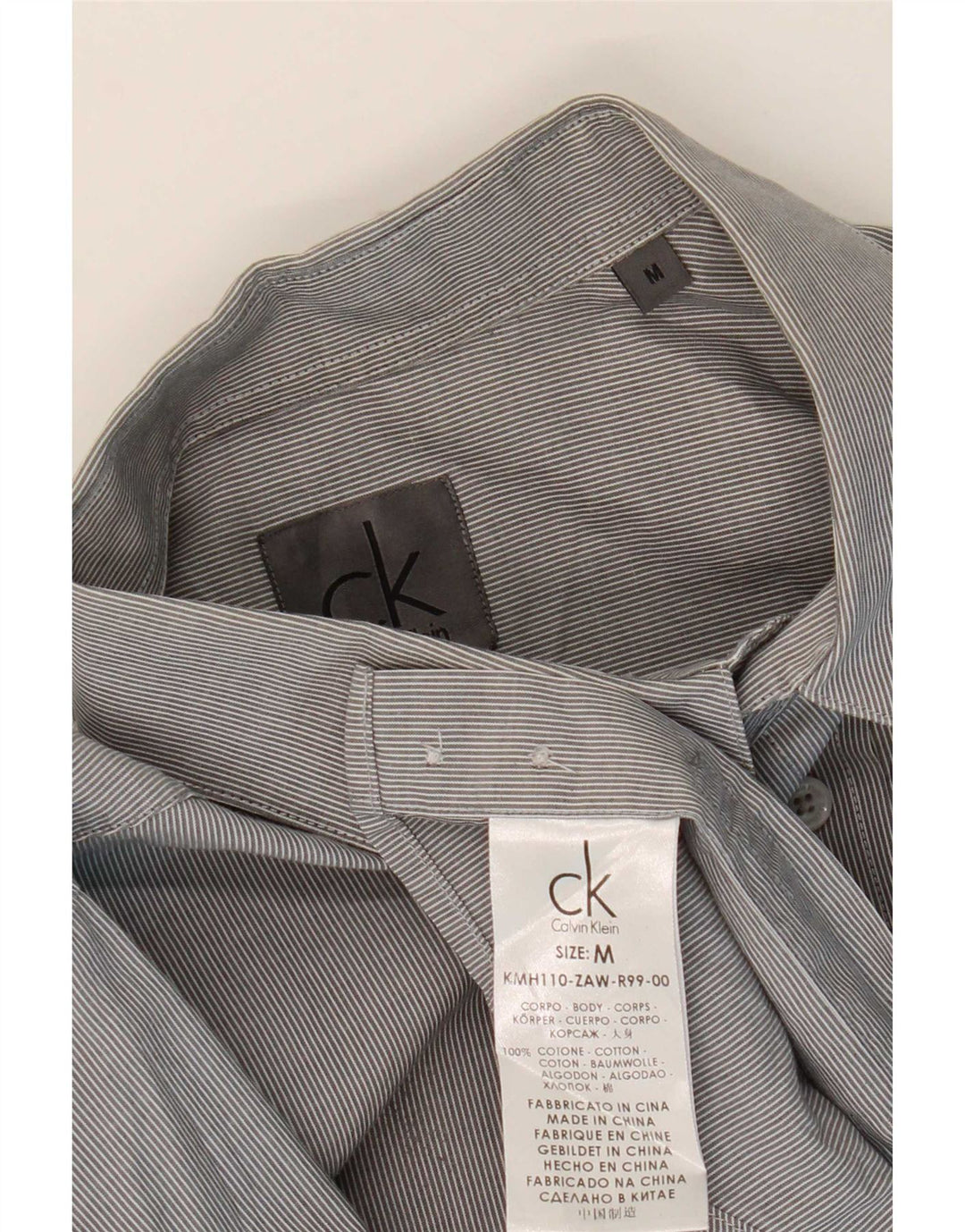 Camicia slim fit da uomo Calvin Klein in cotone gessato grigio medio