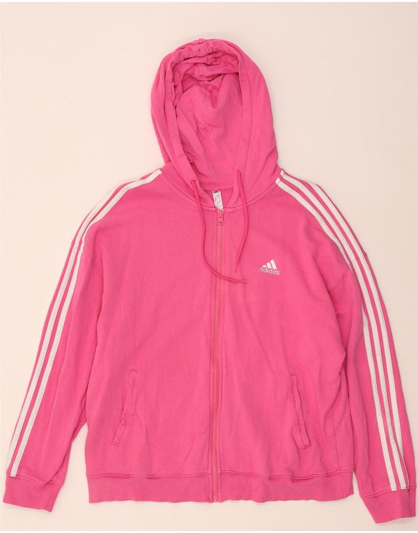 Maglione con cappuccio e zip oversize da donna Adidas UK 16/18 Large Rosa Cotone