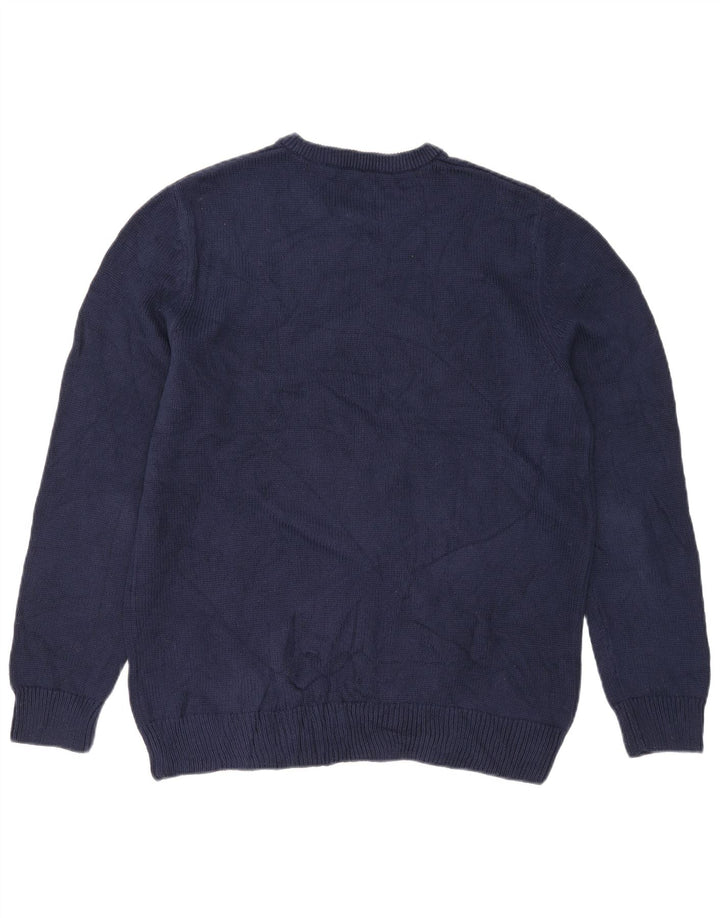 Maglione maglione girocollo da uomo Chaps in cotone blu navy medio