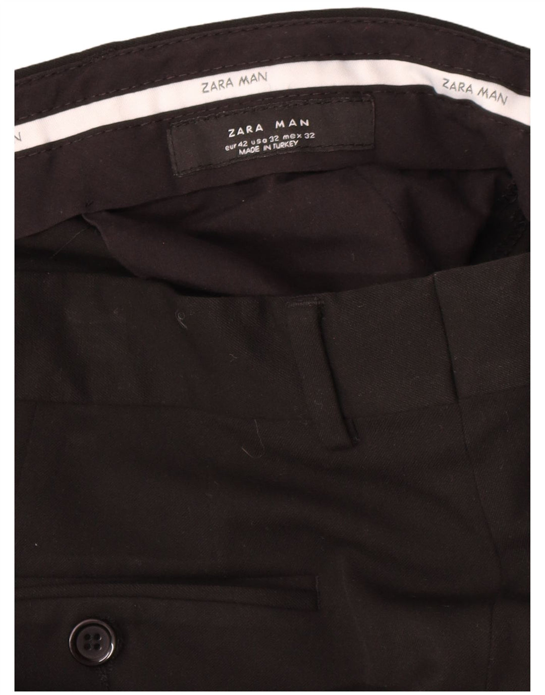 Pantaloni da abito dritti da uomo Zara EU 42 Large W34 L34 poliestere nero
