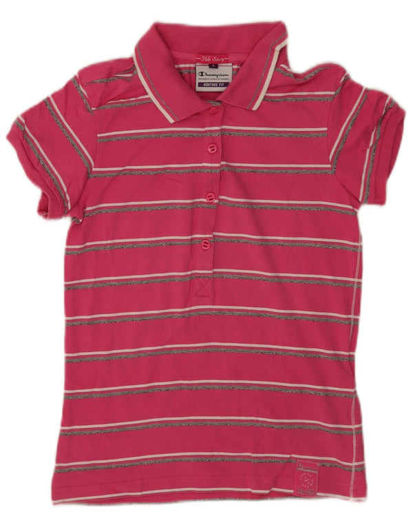 Polo da donna Champion Fit Heritage UK 14 cotone a righe rosa medio