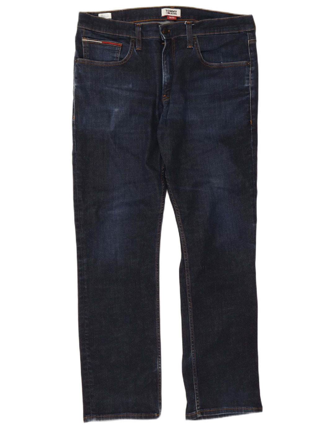 Jeans dritti da uomo Tommy Hilfiger W38 L32 cotone blu navy