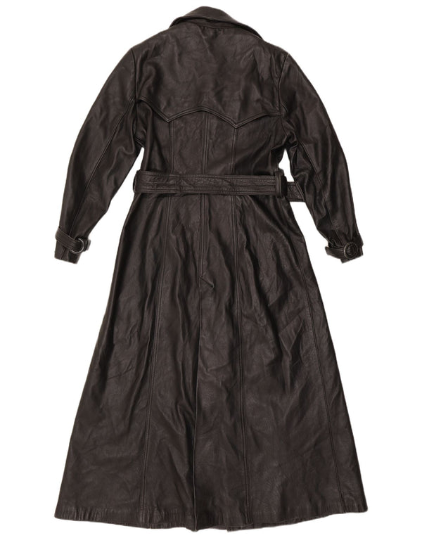 Cappotto in pelle vintage da donna UK 16 grande nero