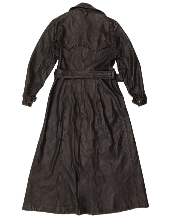 Cappotto in pelle vintage da donna UK 16 grande nero