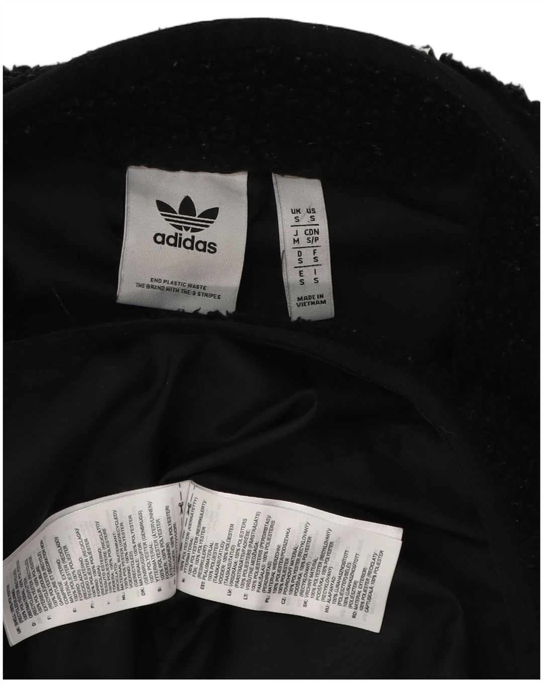 Giacca in pile Adidas da uomo vestibilità ampia UK 36 piccola poliestere nero