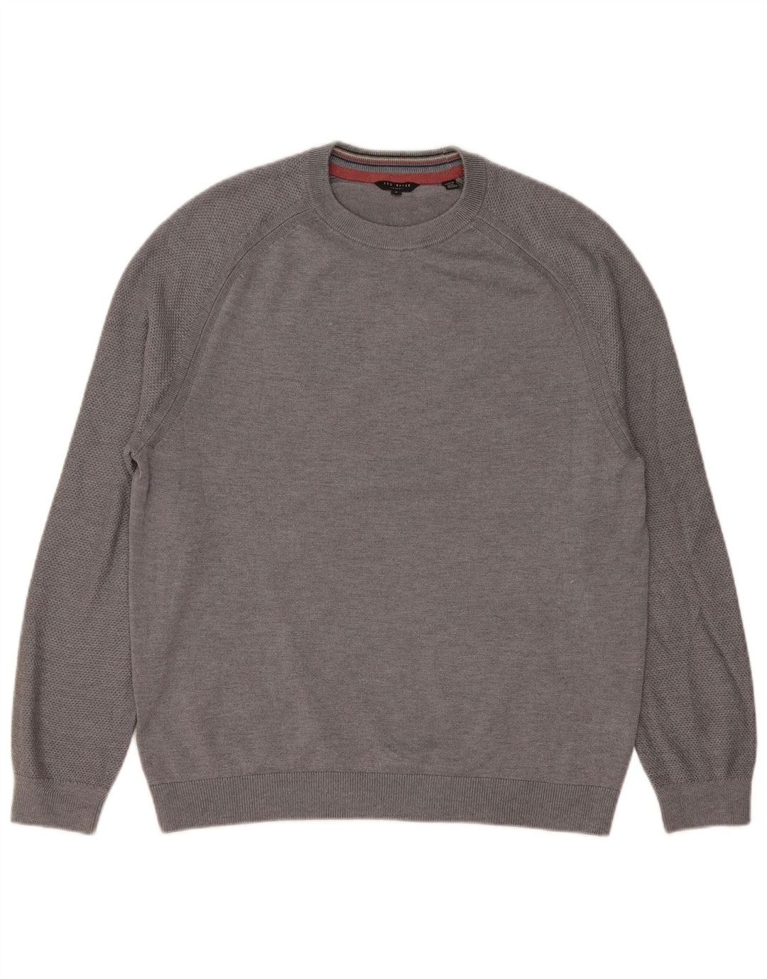 Maglione maglione girocollo da uomo Ted Baker taglia 4 grande poliestere grigio