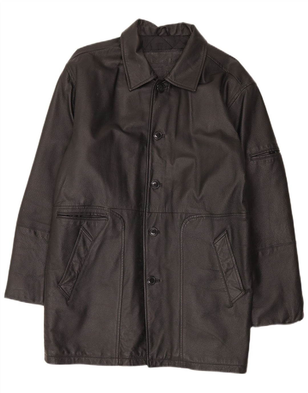 Cappotto in pelle da uomo Union River UK 41/43 Grande pelle nera