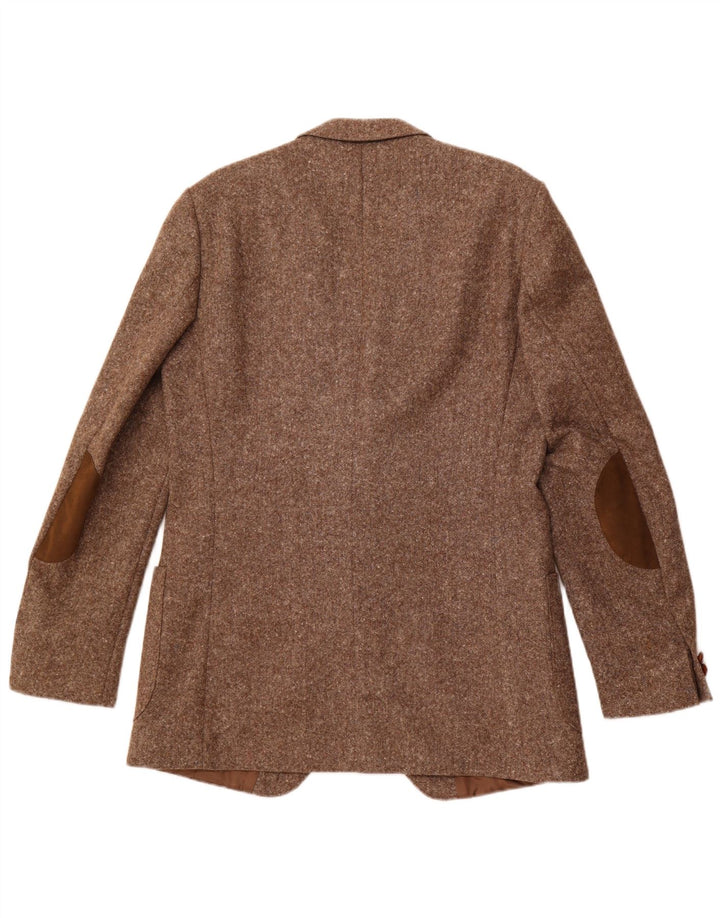 Giacca blazer da uomo a 2 bottoni VINTAGE UK 38 Lana nuova screziata marrone medio