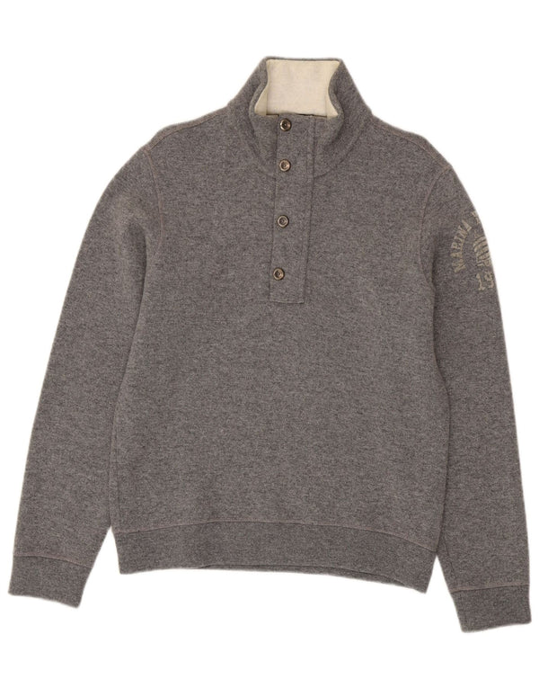 Marina Yachting Mens Graphic Button Neck Jumper Sweater Medium Grey Flecked